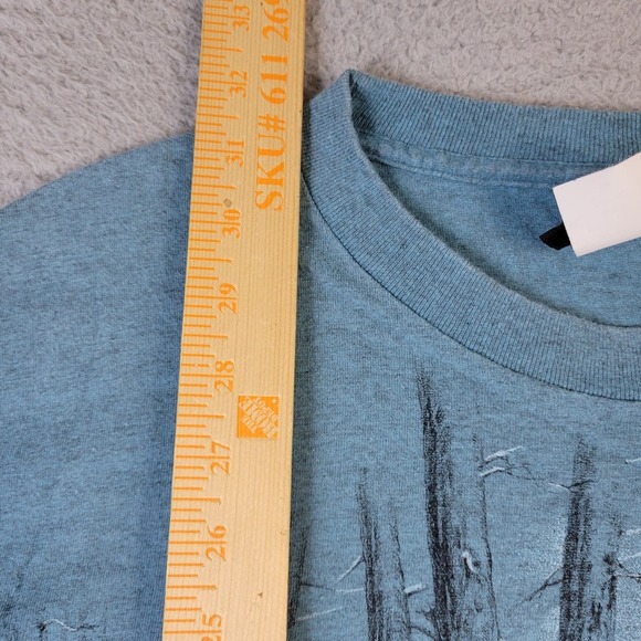 Vintage 90's Wolf T-Shirt Double Sided Silver Dollar City Men's XXL Blue Single - Picture 9 of 11